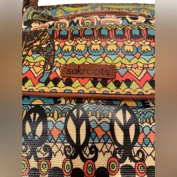 Sakroots Boho Festival Coated Canvas Small Flap Messenger Crossbody Bag Purse - Picture 4 of 16